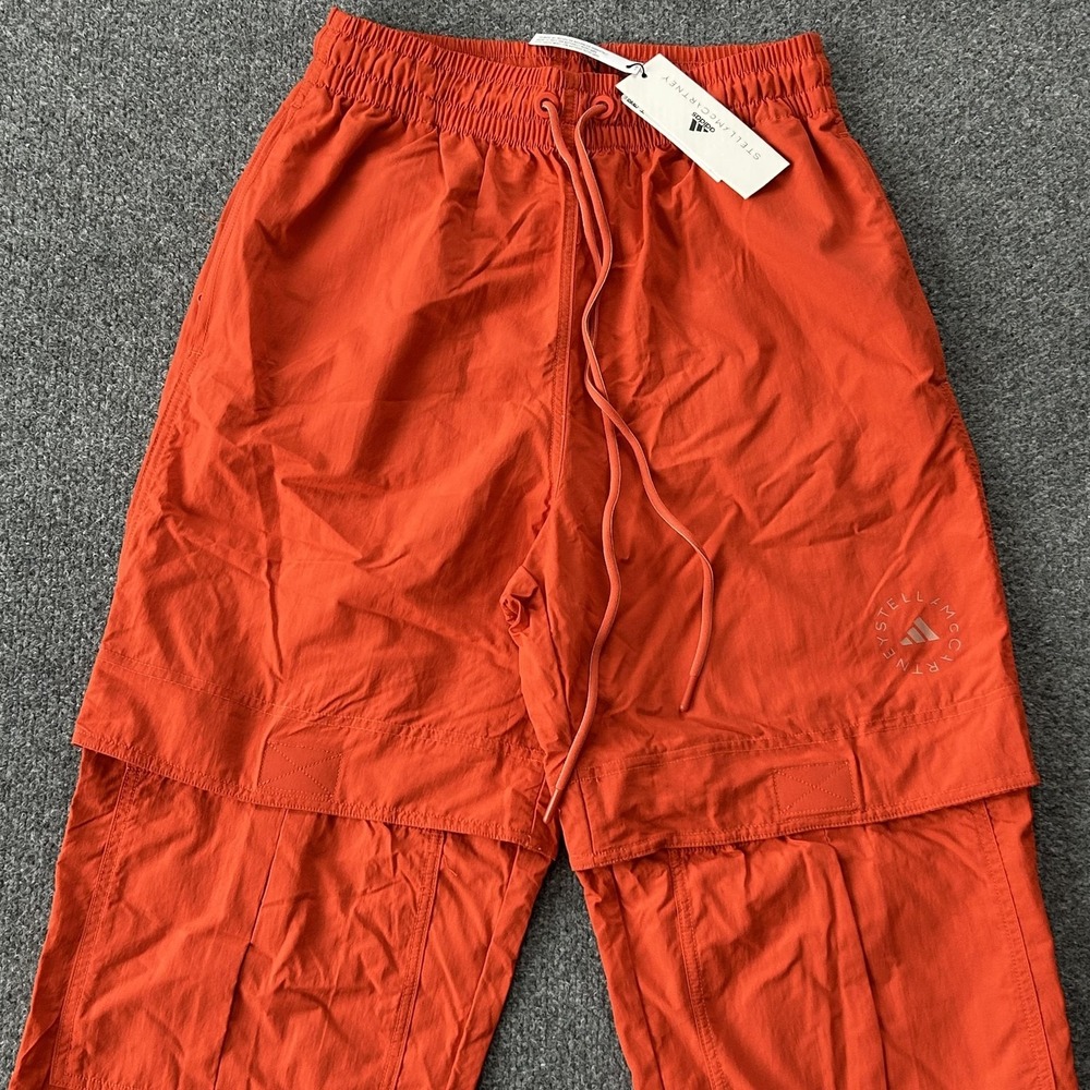 Adidas Stella McCartney Pants Womens Small Orange ASMC‎ Woven TP Track Joggers - Picture 2 of 13